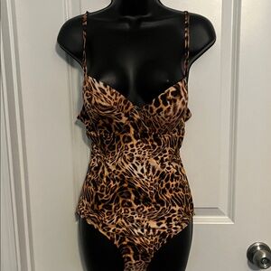 Fashion Nova Leopard Print One Piece Swimsuit
